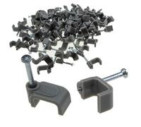 Kenable Flat Grey 9mm Cable Clips For 1.5mm2 Twin & Earth Cables (100 Pack)