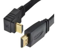 kenable Flat HDMI Cable Right Angle 90 Degree High Speed 1080p 4K TV Lead Gold Plated Black 2m