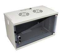 kenable FLAT PACK Wall Mounted Data Cabinet Glass Door for 19 inch Rack 6U 300mm Grey