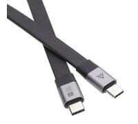 kenable Flat USB4 Cable 80Gbps 240W Power Delivery 8K@60Hz 4K@240Hz USB-C to USB-C Thunderbolt 4 Compatible Aluminium Metal Plugs Black 1m