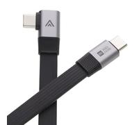 kenable Flat USB4 Cable 80Gbps USB-C to USB-C 90 Degree Right Angle 240W Power Delivery 8K@60Hz 4K@240Hz Thunderbolt 4 Compatible Aluminium Plugs Black 0.8m