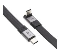 kenable Flat USB4 Cable Right Angle 80Gbps 240W 8K60Hz 4K240Hz USB-C to USB-C Thunderbolt 4 Compatible Aluminium Metal Plugs Black 0.2m
