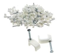 Kenable Flat White 9mm Cable Clips For 1.5mm2 Twin & Earth Cables (100 Pack)