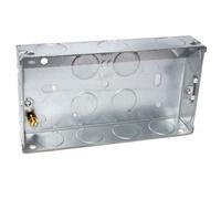 Kenable Flush Double Galvanised Steel Back Box With Fixed Lugs 25mm