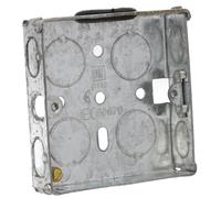 kenable Flush Single Gang Galvanised Steel Back Box with Fixed Lugs 16mm Depth - 1 Gang Mounting Box for Wall Sockets and Switches