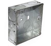 kenable Flush Single Gang Galvanised Steel Back Box with Fixed Lugs 25mm Depth - 1 Gang 1 Pack