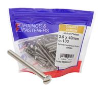 Kenable Forgefix Electrical Slotted Socket Screws 3.5X40mm (100 Pack)