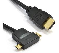 kenable HDMI to Mini C & Micro D Multi Adapter Cable for Android Tablets Phones Cameras 2m Black