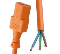 kenable IEC C13 Kettle Lead to Bare Ended 3 Core Flex Power Cable 1.0mm² 10A 240V H05VV-F 5m Orange