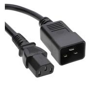 IEC C13 Plug to IEC C20 Socket Server/UPS Extension Cable H05VV-F 250V 1m Black