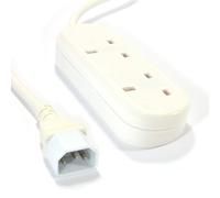 kenable IEC C14 to 2 Way UK Mains Sockets Power Splitter Lead | UPS Extension Cable | White 1m