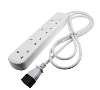 Kenable Iec C14 To 4 Way Gang Uk Mains Sockets Lead Ups Power Splitter 1.5M White