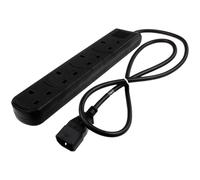 IEC C14 to 4 Way Gang UK Mains Sockets Lead UPS Power Splitter 1m BLACK