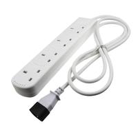 kenable IEC C14 to 4 Way UK Mains Sockets Power Lead UPS Splitter Extension 1.5m White