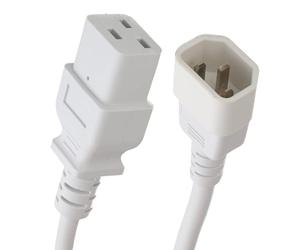 kenable IEC C14 to C19 Power Cable for UPS Server PDU 10A Kettle Plug to 16A 3 Pin Mains Lead H05VV-F 1.5mm² 3m White