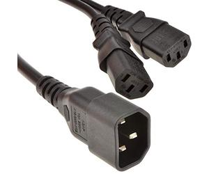 kenable IEC Mains Splitter Cable C14 Plug to 2 x C13 Socket Y Lead 1.8m 1m+0.8m [1.8 metres]