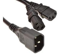 kenable IEC Mains Splitter Cable C14 Plug to 2x C13 Socket Y Lead 1m + 0.8m Black 1.8m Total Length for Computers Servers Monitors