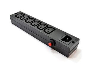 kenable IEC Power Distribution Board 6 Way C14 Outlets with Overload Protection Switch 10A 250V Blue LED Indicator 22cm