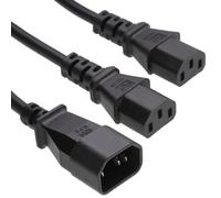 Kenable Iec Splitter Cable C14 Plug To 2 X C13 Socket Y Lead 2M (1M+1M)