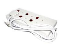 Kenable Individually Led Switched 6 Way Gang Uk Mains Extension Lead White 2M