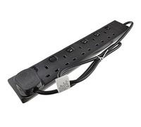 kenable Individually Switched 6 Way Gang UK Mains Extension Lead Black 1m [1 metres]