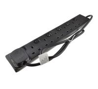 Kenable Individually Switched 6 Way Gang Uk Mains Extension Lead Black 1M