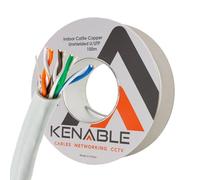 kenable Indoor CAT5e Ethernet Network Cable 100m Reel Grey | Solid Core Copper 24AWG U/UTP 4 Pair | For Structured Wiring Patch Panels RJ45 Face Plates
