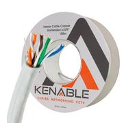 kenable Indoor CAT5e U/UTP Pure Solid COPPER Ethernet Network SOLID Cable Reel 24AWG 100m Grey [100 metres]