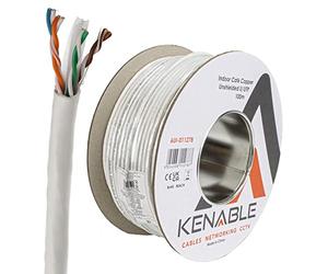 kenable Indoor CAT6 UTP 23AWG Pure Solid COPPER Ethernet PVC Network Cable Reel 100m White [100 metres] Suitable for Networking, PoE, CCTV, VoIP upto gigabit speeds.