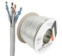 kenable Indoor CAT7 S/FTP Copper Ethernet Network Cable Reel 23AWG 10Gbps 600MHz Grey 100m
