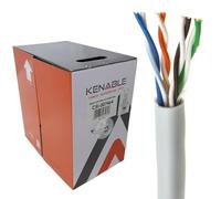 kenable Indoor Ethernet Cable Reel Network LAN UTP CAT5e CCA Solid Core 4 Pair 24AWG 305m Grey