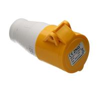 kenable Rewireable Industrial Site Power Socket 110V 16A Yellow IP44 2P+E Cable Mount