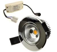 kenable LED Ceiling Spotlight 5W Dimmable Warm White 3000K Tilting Chrome Downlight with Driver 420 Lumens 75mm Cut Out