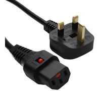 kenable Locking IEC C13 Mains Power Cable Lead 3 Pin UK Plug Locks to any C14 Socket Black 3m