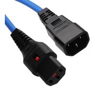 kenable Locking IEC C13 to C14 Kettle Extension Lead 10A Mains Power Cable Blue 1m