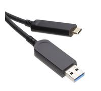 Kenable Long Usb 3.1 Type A Male To Usb-C Male Active Optical Cable 10Gbps Data Only Aoc Black Gun Zinc Alloy Head Kevlar Mesh For