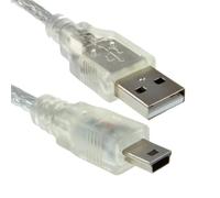 kenable Mini USB Cable Type B 5 Pin USB 2.0 Hi-Speed Data Power Lead 24AWG with Ferrite Core 0.5m Clear