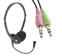 Kenable Multimedia Adjustable Headset Headphones With Boom Microphone Twin 3.5mm Jacks 1.8M
