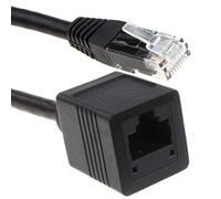 Network CAT6 UTP Ethernet RJ45 Extension Male/Female Cable Black 10m