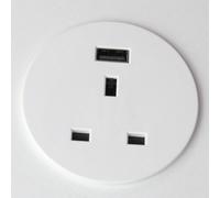 Kenable Office Desk Mount 60mm Grommet With Uk Mains Power And Usb-A Fast Charge White