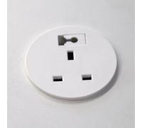 kenable Office Desk Mount 60mm Grommet with UK Mains Power Socket and Cable Feed Panel White 2m