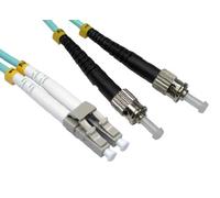 kenable OM3 Aqua Fibre Optic ST LC Duplex MM 50 125 Patch LSZH Cable 3m [3 metres]