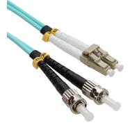 kenable OM3 Aqua Fibre Optic ST LC Duplex MM 50 125 Patch LSZH Cable 5m [5 metres]