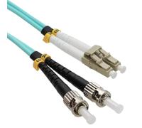 kenable OM3 Fibre Optic Cable ST to LC Duplex Multimode 50/125 LSZH Aqua 10m