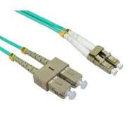 kenable OM4 Fibre Optic Cable LC to SC Duplex Multimode 50/125 LSZH Aqua 0.5m