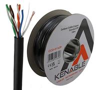 Kenable | Outdoor CAT5e Ethernet Cable | 100m | UV Resistant & Waterproof | Stranded Copper UTP | Black
