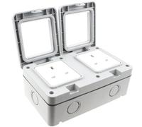 Kenable Outdoor Ip55 Weatherproof Uk Power Supply Socket Outlet 2 Gang With Backbox