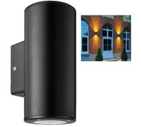 Kenable Outdoor Up & Down Light Wall-Mounted Gu10 Ip44 Garden Rounded Lamp Black