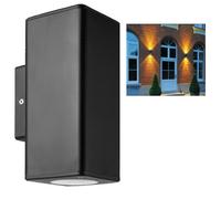 Kenable Outdoor Up & Down Light Wall-Mounted Gu10 Ip44 Garden Square Lamp Black