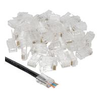 Pass Through RJ45 Plugs Crimps Cat5e/Cat6 Ethernet Network Cables [50 Pack]